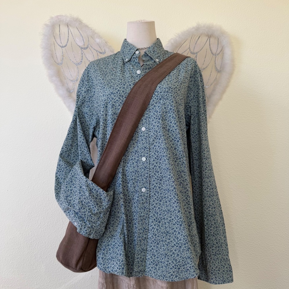 Indie‎ Grunge Granola Girl Cottagecore Floral Long Sleeve Button Up Shirt Funky